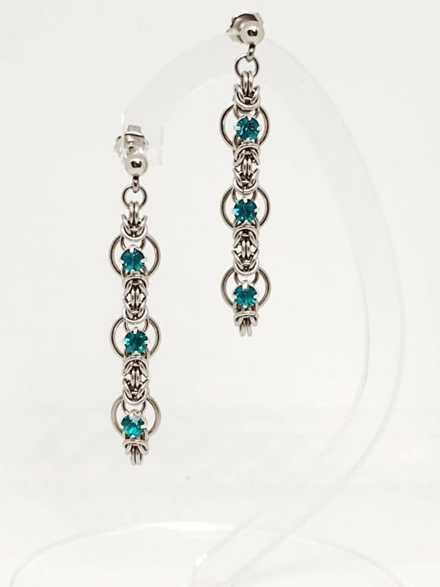 Náušnice montees se šatony blue zircon