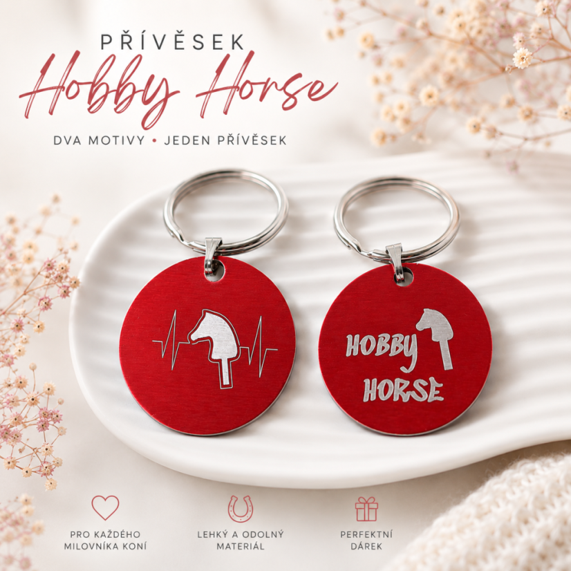 Hobby horse přívěsek - kolečko - Barva přívěsku: Červená
