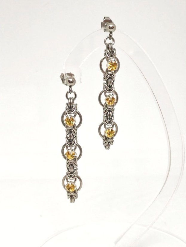 Náušnice montees se šatony light topaz 
